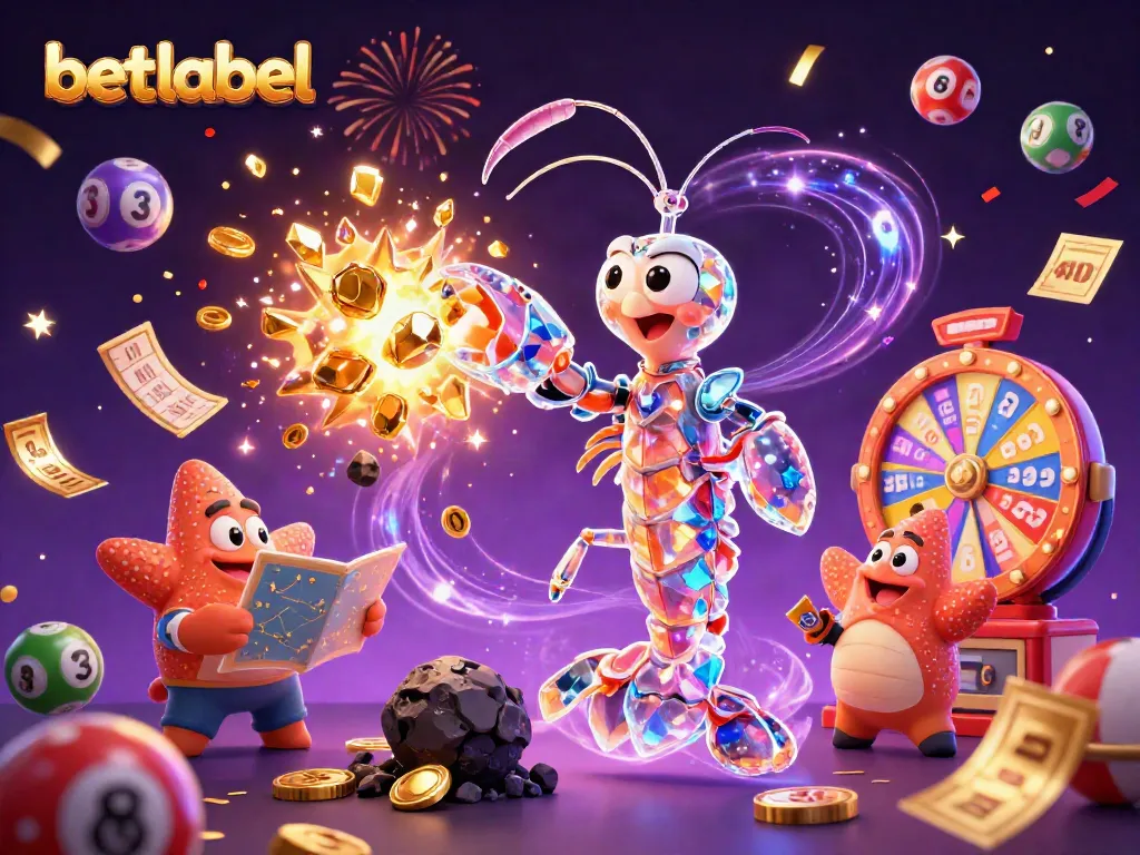 Experience the thrilling action at betlabel with vibrant lottery balls and prize wheels in a festive casino scene.
